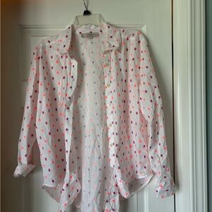 LOFT White and Pink Button Down Shirt